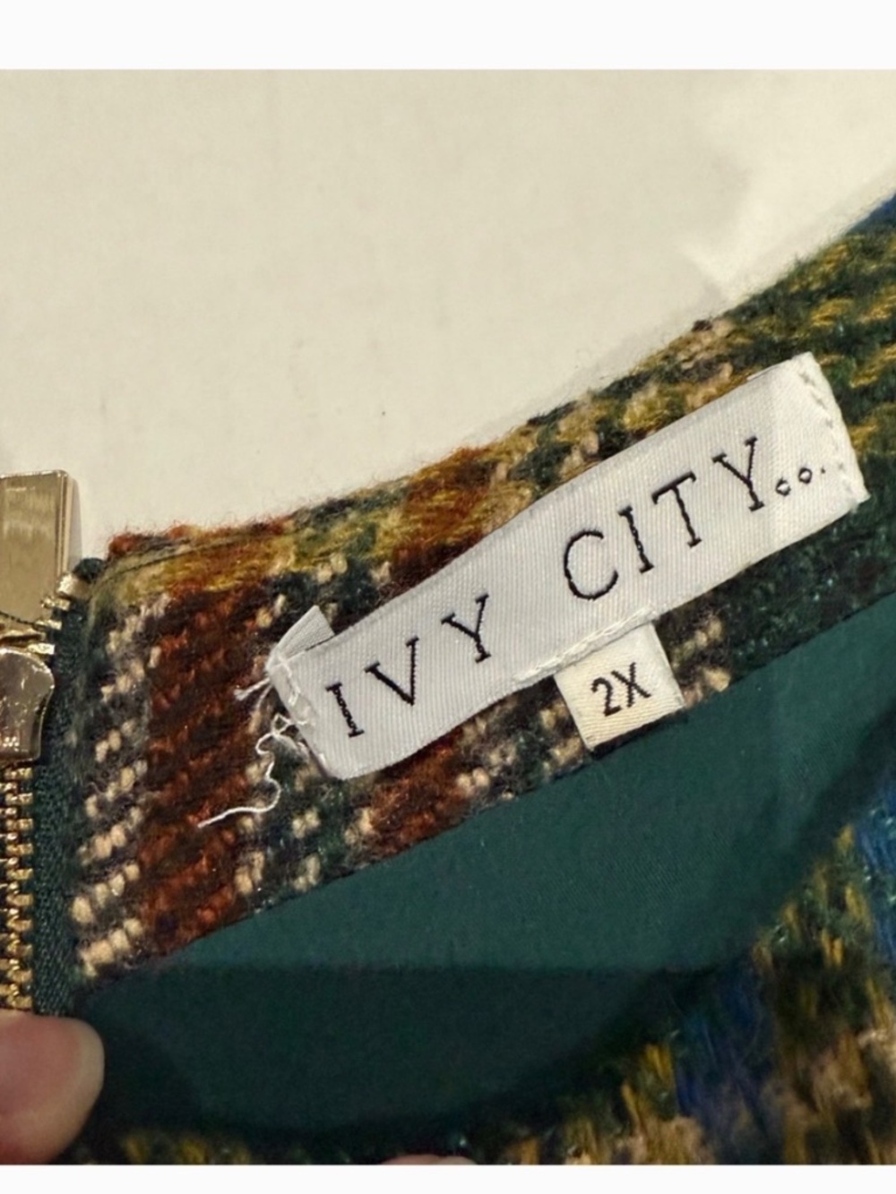 Ivy City Dress Sz 2X Green Plaid Holly Flare - Picture 5 of 10